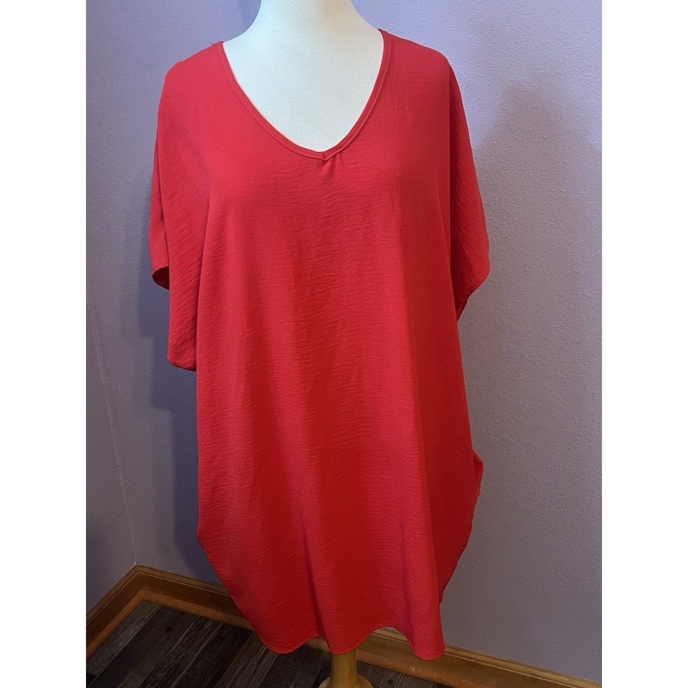 Jodifl‎ Short Sleeve Red Summer Dress Pockets Size Medium
